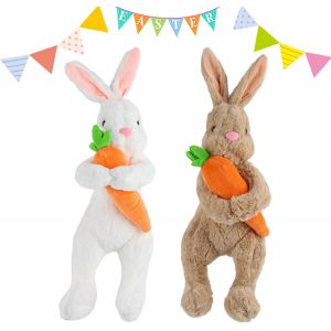 DDA-Lapin de Pâques Peluche, 2 Pcs Peluche Lapin Carotte, Rabbit Muppet Toys, Jouets en Peluche Lapin, Lapin en Peluche Câlinant des Carottes pour Cadeaux, Fêtes, Décorations de Table (Style 1) - Neuf