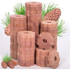 JEXNOVASHOP-60 Pack Anneaux de C&egrave;dre,Naturelle C&egrave;dre Contre Les Mites,100% Naturel Bio Sans Produit Chimique,Blocs Antimites en Bois C&egrave;dre pour Armoires de Rangement,Penderie,Parfum Bois de C&egrave;dre Fra - Neuf