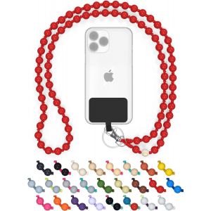 KALANKA-Cha&icirc;ne Universelle en Perles de Bois pour t&eacute;l&eacute;phones Portables, cha&icirc;ne - Compatible avec Tous Les Smartphones: iPhone 15, 14, 13, 12, 11, X, Samsung Galaxy (sans &eacute;tui) - Neuf