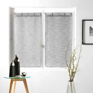 Paire De Rideaux - Milza - Voilage - 60x160cm - Anthracite - 100% Polyester - Neuf