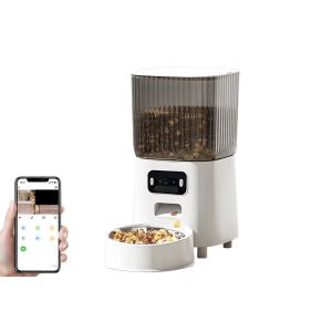 Distributeur Automatique De Croquettes Pour Animaux Avec Cam&eacute;ra, Capacit&eacute; De 5 L, Wi-Fi Double Bande, Surveillance En Temps R&eacute;el, Interaction Vocale - Neuf