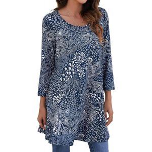 Subzonal-Femme Tunique &Agrave; 3/4 Manches Longues Chemise Imprim&eacute;e &Agrave; Motifs Floraux Paisley Pour Les Femmes Casual &Eacute;l&eacute;gant Chic Blouses - Neuf