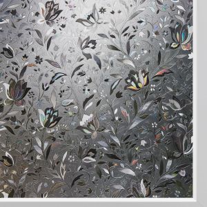 KALANKA-KROMAPOLIS Noir Film pour fenêtre occultant Film Adhésif Décoratif Anti Regard Window Film Protection UV Effet Arc-en-Ciel Décoration Statique Motif Tulipe Salle de Bain Maison(44.5 * 400cm) - Neuf