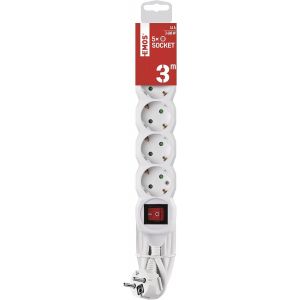 HKX 5N Bloc multiprise 3 m câble 1,5 mm torsadée 45° 5 Prises Schuko multiprise avec sécurité Enfant IP20 pour intérieur 3680 W 250 V - Neuf