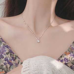 Kal-Collier Pendentif En Strass Vintage Solitaire Cristal Collier Ras Du Cou Chaîne Argent Zircone Cubique Collier Minimaliste Bijoux Pour Femmes Et Filles Cadeaux - Neuf