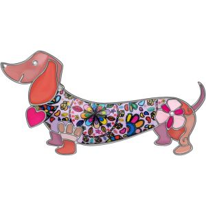 Kjdal-Sausage Dog Gifts Cute Floral Enamel Dachshund Brooch Pins For Women Girls Lapel Scarf Accessories - Neuf