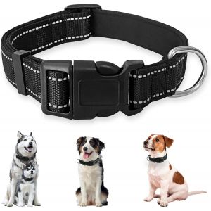 Chenquansarl-Collier Pour Chien,Collier Pour Chien Réfléchissant,Réfléchissant Rembourré En Néoprène Souple Et Respirant,Collier Réglable Pour Chien,Avec Boucle De Sécurité,Pour Grands Chiens, L/Noir - Neuf