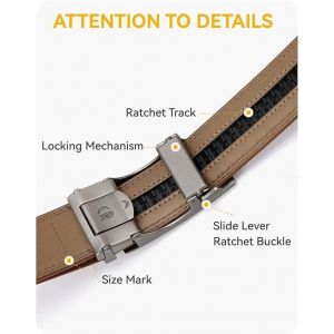 Tzf-Buckley Ceinture Automatique En Cuir À Cliquet Pour Homme Avec Boucle Automatique Pour Costume D'affaires, 35 Mm De Large, Ceinture Sans Trous, Taille Ajustée, Carré Basique - Noir, Taille - Neuf