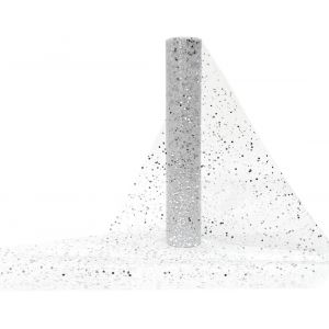 30 Cm X 10 Yards Tulle Rouleau Blanc Bobine Avec Paillette, Tulle Tissu Chemin De Table Noel, Organza Rouleau Pour Diy Fête De Noël Mariage Décoration Sapin De Noël Tenture Mariage - Neuf