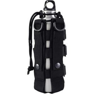 Jgd-Porte Gourde Sac &Agrave; Dos, R&eacute;glable Sac Gourde, Nylon Avec Cordon De Serrage,Convient Pour La Randonn&eacute;e En Plein Air, Le Camping, Le Trekking (Noir) - Neuf