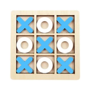 Planche En Bois Tic-Tac Toe Game Xo Jeu De Table Jouet Classique Famille Enfants Puzzle Game Jouets &Eacute;ducatifs Bleu + Blanc - Neuf