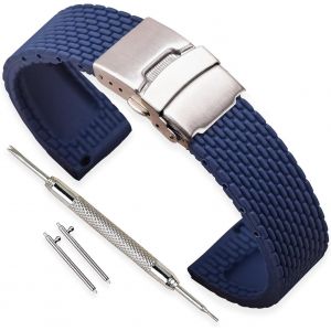 Eryi-Bracelet Montre Remplacer Silicone Bracelet Montre Homme Femme Noir - 18mm, 20mm, 22mm, 24mm Caoutchouc Montre Bracelet Avec Quick Release Pins & Boucle Déployante - Neuf