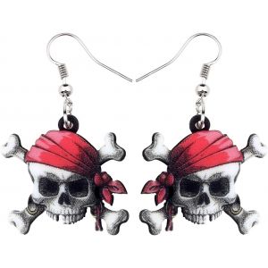 Kal-Halloween Pirate Tête De Mort Boucles D'oreilles Crossbones Bijoux Pour Femme Fille Skull Accessoire Charms - Neuf