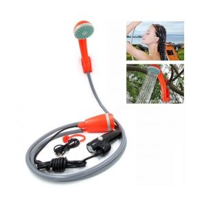 Pompe De Douche De Camping Portable Rechargeable - Douche Extérieure Légère Avec Tuyau De 2 M, Batterie Et Accessoires Pour Des Lavages Rafraîchissants N'importe Où ! - Neuf
