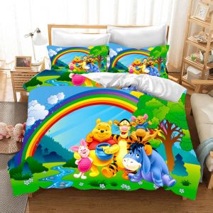 Parure De Lit Winnie L'ourson Et Tigrou, Housse De Couette De Luxe, King Size, En Coton, Imprime Dessin Anime 3d, Pour Enfants - Neuf