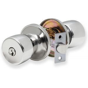 Tulip Passage Knob &iquest; Poign&eacute;e de Porte Ronde Am&eacute;ricaine avec Serrure Simple &iquest; Bouton de Poign&eacute;e Rotatif pour Portes Int&eacute;rieures en Bois &iquest; Finition Noir Mat&iquest; Kit Complet - Neuf