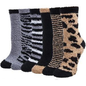 Kalanka-Chaussettes Moelleuses Femmes Hiver 6 Paires Douces Chaudes Thermiques Confortables Pilou Imprimé Bande Chaussette Noël Cadeau Pour Dames Filles - Neuf