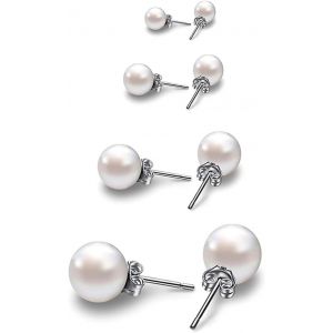4 Paires Boucles D'oreilles En Argent 925 Femme Boucles D'oreilles Argent Clous D'oreilles 4-7mm Boucles D Oreilles Perles Boucles D'oreilles Pour Femme Fille Avec Bo&icirc;te Cadeau[Bou9242367] - Neuf