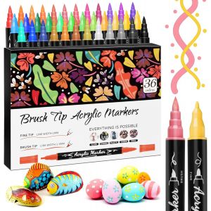 Letnerny-Marqueurs De Peinture Acrylique &Agrave; Double Pointe, Imperm&eacute;ables, Non Toxiques, Inodores, Adapt&eacute;s Pour Le Papier, La Poterie, Les Pierres, Les Sacs &Agrave; Dos, Le Verre, Les ?Ufs, Les Tissus, Le - Neuf