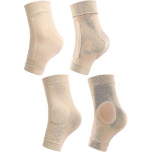 Lot De 2 Paires De Chaussettes De Skate Rembourrees Pour Bottes, Patins, Attelles Et Ortheses, Beiges - Neuf