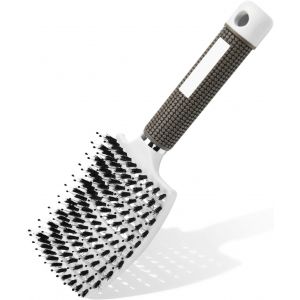 Kalanka-Brosse À Cheveux, Brosse À Poil De Sanglier, Professionnelle Incurvée Ventilée Pour Coiffeur Outils De Coiffure À Séchage Rapide Brosses De Massage Démêlantes À Séchage Rapide (Blanc) - Neuf