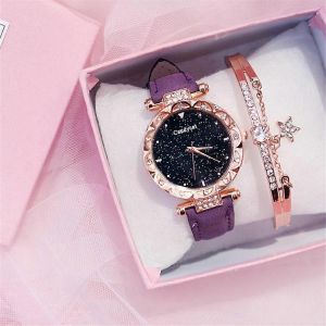 Mode Simple Quartz Montre-Bracelet Femmes Bracelet Luxe Diamant Dames Robe Rose Cadran Montre-Bracelet Bracelet - Neuf
