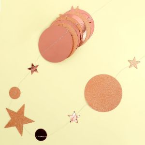 Chicslick-Guirlande À Paillettes Or Rose De 52 Pieds - Décoration D'anniversaire Avec Cercles Et Étoiles - Décoration Iridisante Pour Gâteau, Fête, Mariage, Fleurs En Papier Brillant À Suspe[X993] - Neuf