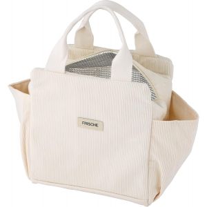 JEXNOVASHOP-Sac Isotherme 12 L, Petit Sac &agrave; D&eacute;jeuner, en Velours C&ocirc;tel&eacute;, avec Int&eacute;rieur en Film d'Aluminium, Imperm&eacute;able, R&eacute;sistant &agrave; la Salet&eacute;, Facile d'Entretien, avec Poches Lat&eacute;rales, pour Travai - Neuf
