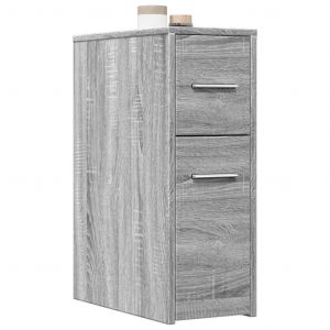 Armoire De Salle De Bain Étroite Avec Roulettes Sonoma Gris - Neuf