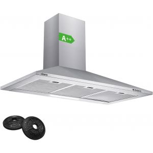 CHECARZHN--NO1-Cbcs9201 Hotte Aspirante 90 Cm - Filtres À Charbon Inclus - Classe A++ - 370M³/H - Recyclage Ou Evacuation - Cheminée Extensible - Inox - Neuf