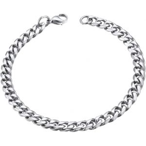 Kal-Gourmette Homme Acier Inoxydable Bracelet Cubain Maille Gar&ccedil;on Chaine Poignet [Largueur: 3/6/9/12 Mm-Longeur:16/19 Cm-Argent&eacute;/Plaqu&eacute; Or/Noir]-Cadeau No&euml;l F&ecirc;te P&egrave;res Gr&acirc;ce Valentin Mariage - Neuf