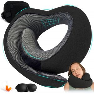 Nomadike Oreiller De Voyage,Oreiller De Voyage Avion,Mousse À Mémoire De Forme 100% Pure Pour Un Confort Ergonomique Ultime,Idéal Pour Voyager En Avion,En Voiture.[Z51] - Neuf