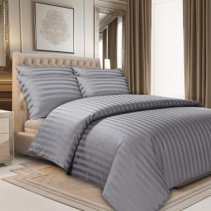 Sjzg-Lazzaro Parure De Lit 3 Pi&egrave;ces En Satin &Agrave; Rayures Pour Tr&egrave;s Grand Lit U2013 Housse De Couette De Qualit&eacute; H&ocirc;teli&egrave;re U2013 Ultra Douce Et Hypoallerg&eacute;nique Avec Fermeture &Eacute;clair - Neuf