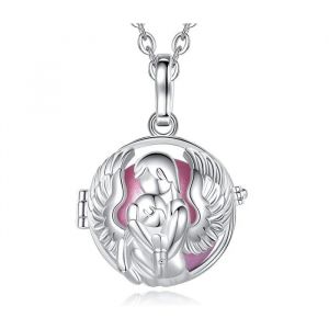 Collier Bola De Grossesse M&egrave;re Et Enfant Ange Gardien Rose - Neuf