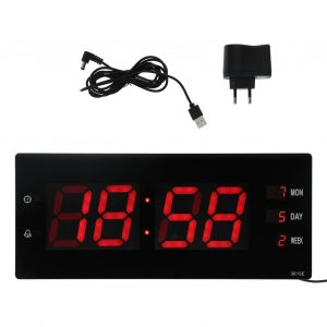 HJLIAN Horloge murale numerique electronique avec veilleuses, calendrier de temperature, pour la maison et le bureau, prise UE 100-240 V - Neuf