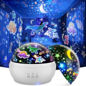 Trahoo-Étoile Projecteur De Dinosaure, Veilleuse Bebe/Rotation À 360 ° / Mode 8 Couleurs, Parfait Pour Les Enfants, La Fête, Noël - Neuf