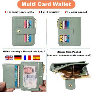 CAUC-Homme Femme Porte Carte de Credit Cuir RFID Blocage Portefeuille Cuir Petit, Porte Carte Slim avec Poche &agrave; Monnaie, Petit Porte Monnaie Cuir avec 9 Emplacements de Carte - Neuf