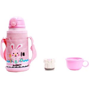 Letnerny-Ym 87 Flacon &Agrave; Vide En Acier Inoxydable 304, Paille Pour Enfants, Eau De L'&eacute;cole Primaire, Avec Couvercle De Bouteille, 550 Ml, Lapin, Un Xe Youth, M - Neuf