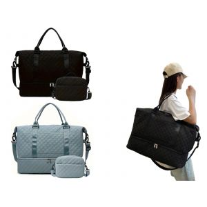 Sac de voyage avec compartiment &agrave; chaussures - Sac week-end - Noir - Neuf