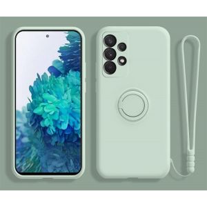 Kal-Coque Pour Samsung Galaxy A14 5g, Coque Magnétique Avec Anneau Rotatif À 360 ° Mince Coque Antichoc Silicone Avec Plaque Métallique, Aimant Support De Voiture Housse Bumper, Cyan - Neuf