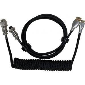 CHECARZHN--NO1-Câble De Type C Enroulé 1.5M Pour Connecteur D'Aviateur De Clavier Mécanique Personnalisé Câble Enroulé Usb C Fil De Branchement D'Aviation Black - Neuf