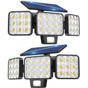 Lampe Solaire Exterieur Detecteur De Mouvement Lot De 2, 3000lm Spot 120 Led Solaire Exterieur Puissant Avec 3 Modes, D'&eacute;clairage 270 &deg;, Ip65 &Eacute;tanche Lumiere Solaire Applique Exterieur - Neuf