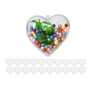 Boules de No&euml;l transparentes en forme de c?ur &agrave; remplir pour mariages et f&ecirc;tes - 20 pi&egrave;ces - Neuf