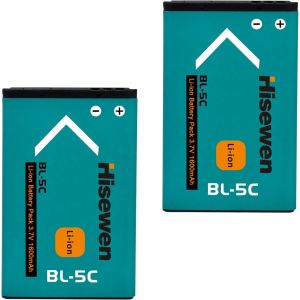 Lot de 2 batteries rechargeables BL-5C 3,7 V compatibles avec t&eacute;l&eacute;phone Nokia et radio domestique. - Neuf