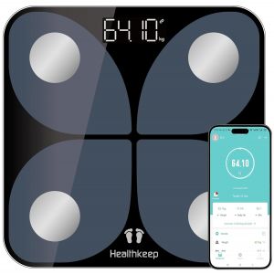 Pèse Personne Impédancemètre, Balance Connectée Bluetooth Avec 13 Données Corporelles Bmi/Graisse/Eau/Masse Osseuse Utilisateurs Illimité Pour Andriod Et Ios Max.180kg/400lb - Neuf
