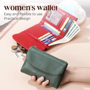 Portefeuille Unisexe En Cuirvéritable,13,5 Cm De Long,Porte-Monnaie Et Porte-Cartes,Pochette Unisexe Avec Porte-Cartes Et Emplacements Pour Billets (Black) - Neuf