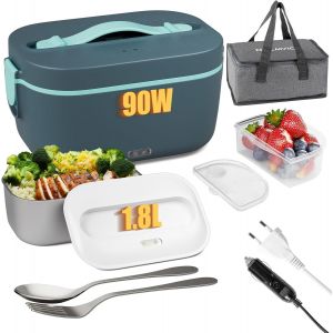 Gamelle Chauffante Électrique 1,8l 90w: Lunch Box Chauffante Électrique 12v/ 24v/ 220v Boîte Chauffante Repas 304 Acier Inoxydable Pour Voiture Camion Bureau - Neuf