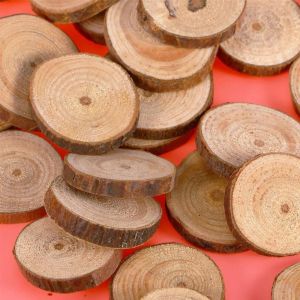 30 Pcs Bois B&ucirc;che Tranches Ornements Bricolage Artisanat D&eacute;coration Pour P&acirc;ques F&ecirc;te De Mariage Maison - Neuf