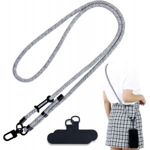 KAL-Lanière De Chaîne De Téléphone Portable Universelle, Amovible Cordon Telephone La Lanière De Téléphone, Compatible Avec Tous Les Étuis (Gris Clair) - Neuf