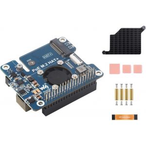 Poe M.2 Hat+ Carte D'Extension Combinant Power Over Ethernet Poe Hat Et Pcie Vers M.2 Adaptateur Pour Raspberry Pi 5,Support Ieee 802.3Af/At Norme R&eacute;seau Et M.2 Nvme Disques Durs De 2230/2242 - Neuf